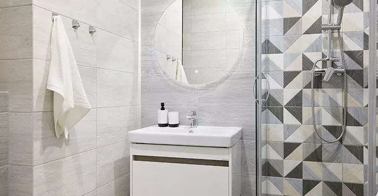 Modern Small Bathroom Walk-In Shower Remodel in Dublin